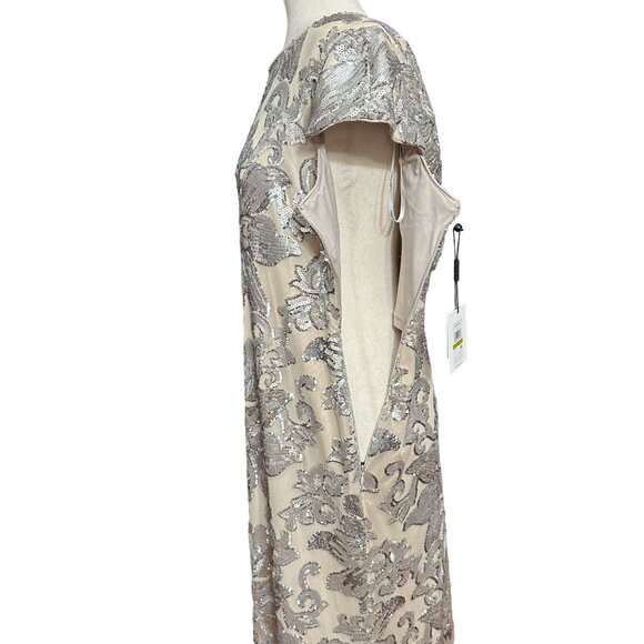 Calvin Klein Gown Women 14 NWT Cap-Sleeve Sequin Dress Floor Length Floral - Picture 15 of 16